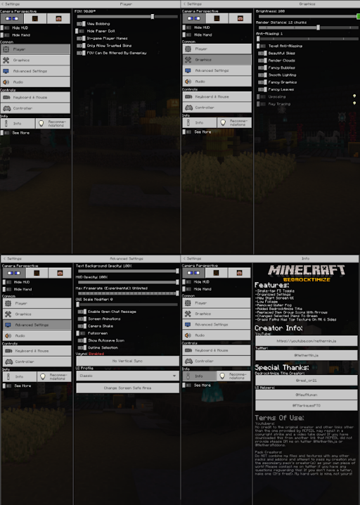 Мод: Настройки и оптимизация Bedrock